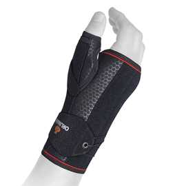 Tommel-/håndledsbandage med snørelukning fra Orliman - venstre